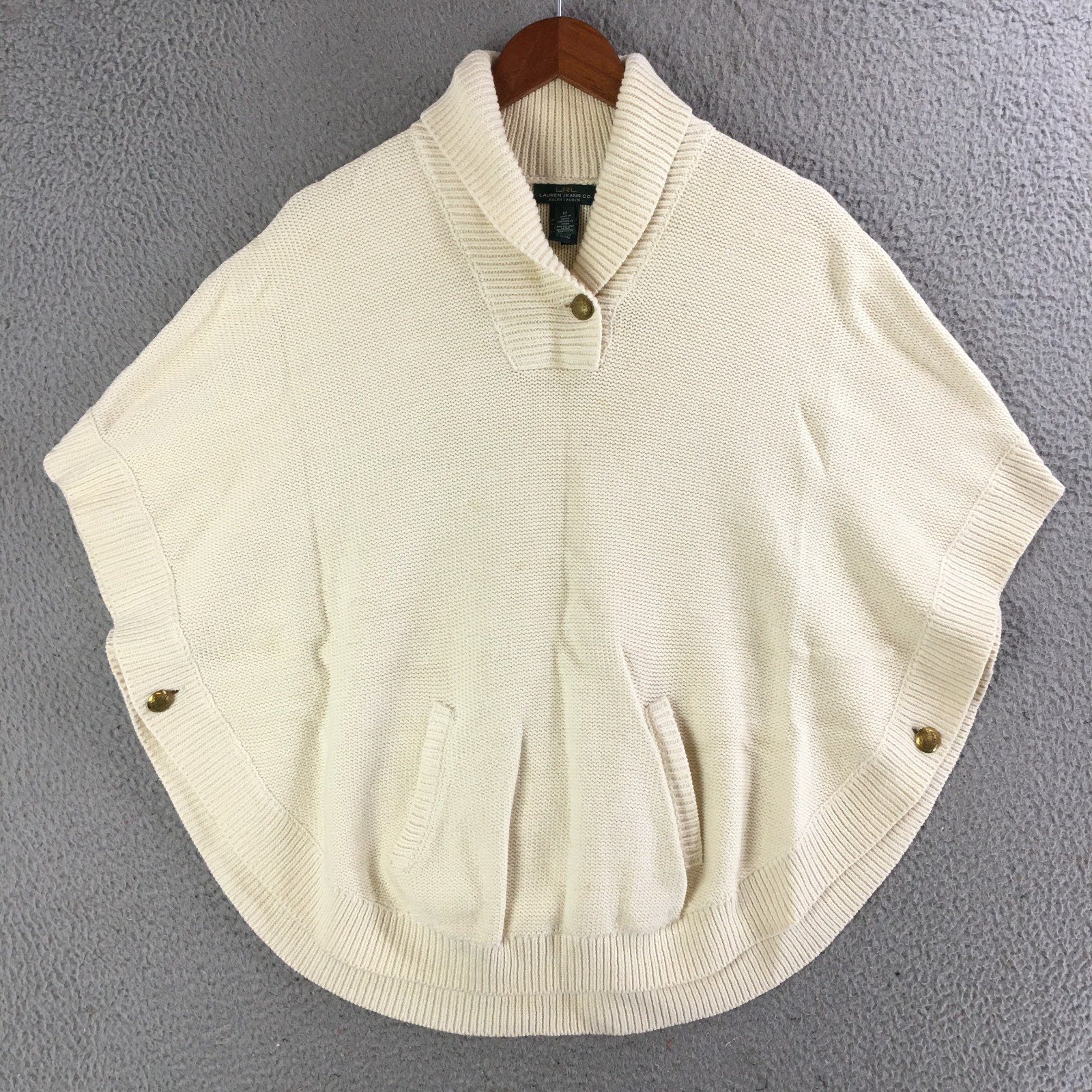 Lauren Jeans Co. Ralph Lauren Poncho Sweater Womens Medium Cotton Blend Cream