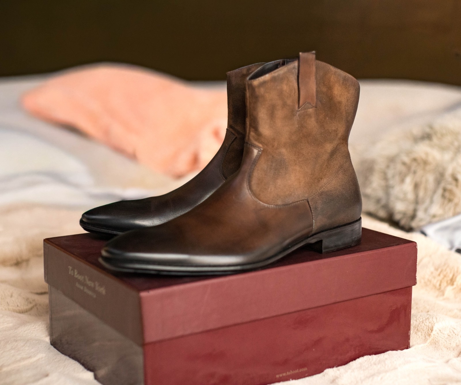 To Boot New York, Adam Derrick, Waxed Suede and Leather Boots, sz 11, ret $595