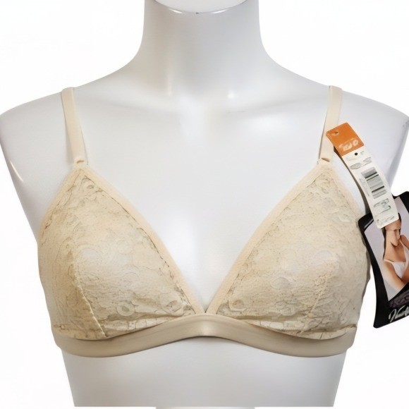 Vintage Vanity Fair 38C Softwear Essentials Lace Bralette Champagne Y2K New