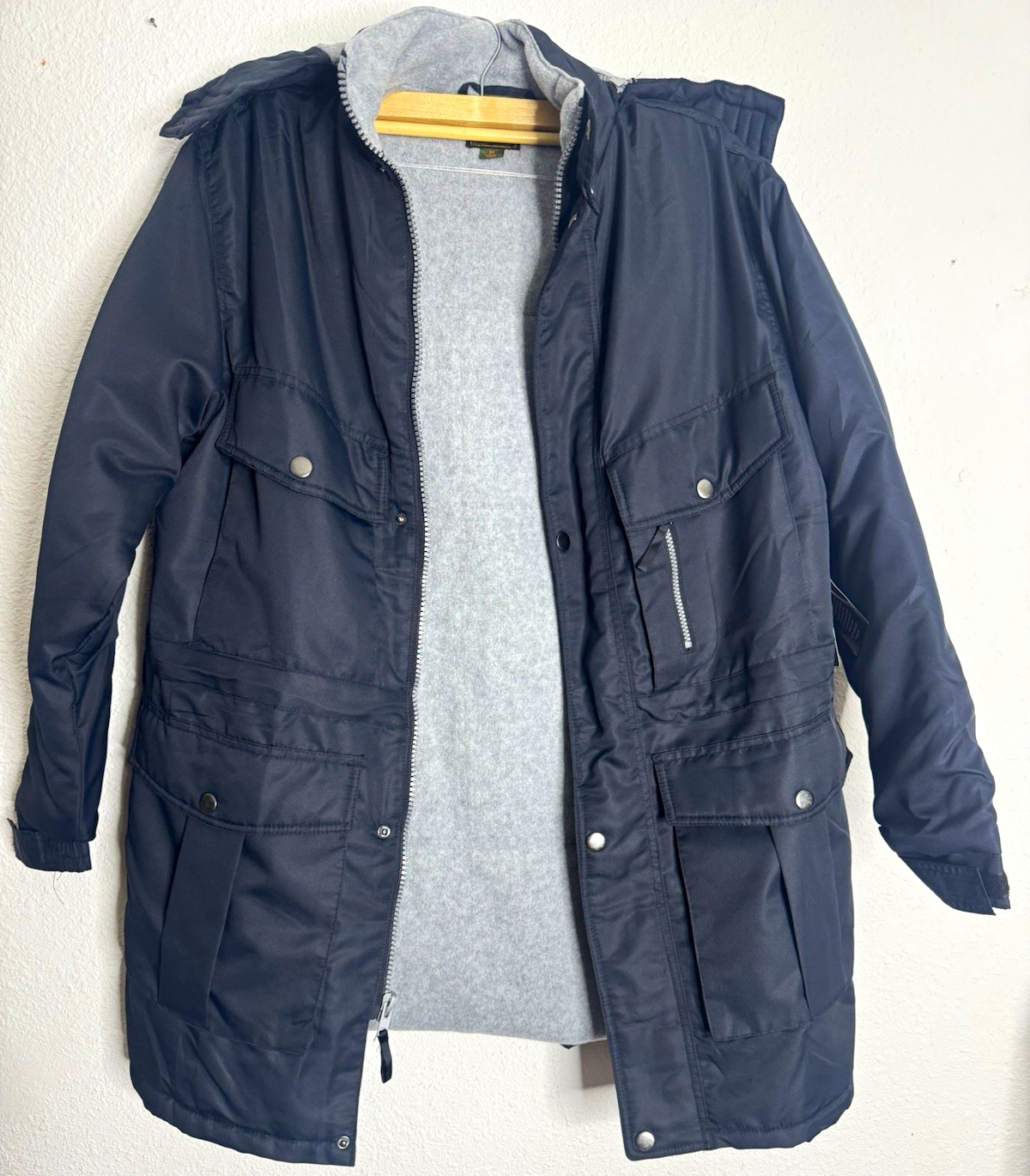 Boulder Creek Men\'s Fleece Lined Parka Jacket Black NWT Size Medium Big M