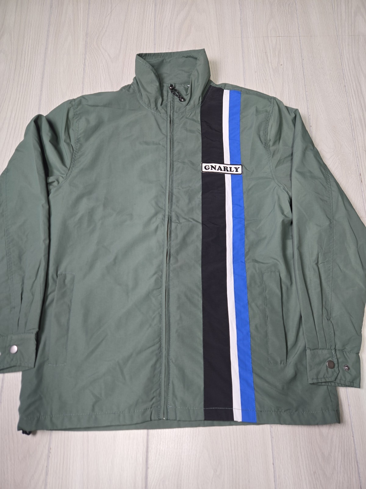 Gnarly Green Jacket Medium NEW Vintage Racing Stripes Style Green Full Zipper 