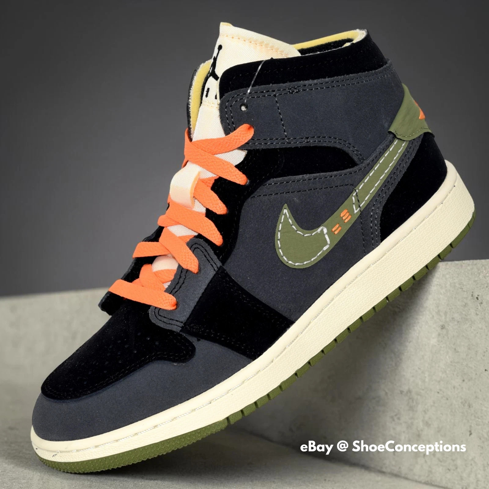 Nike Air Jordan 1 Mid SE Craft (GS) Anthracite Olive FD5847-003 Kid\'s Sizes NEW