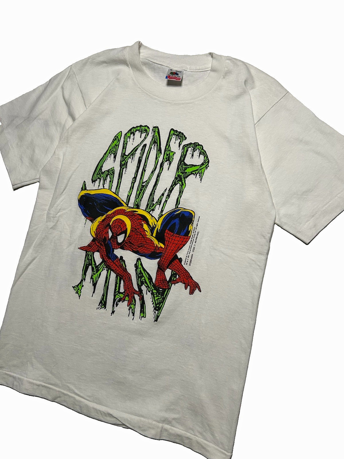 1991 RARE Fruit of the Loom Spider-Man Marvel Graphic Tee White Men’s M Cotton