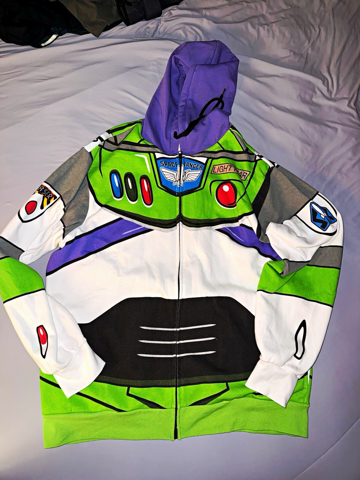 Buzz Lightyear Disney Toy Story Mens XL Fleece Full Zip Hooded Hoodie MAD Engine