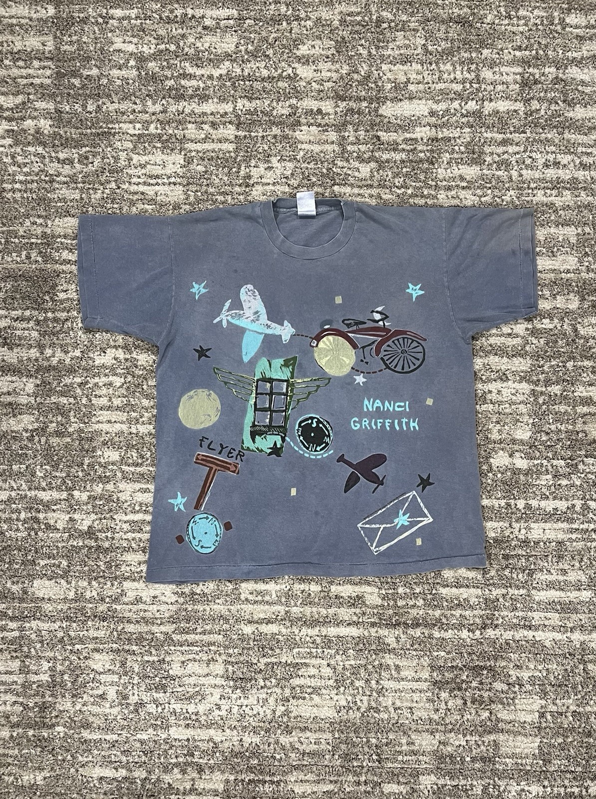 Vintage Nanci Griffith 1995 Flyer Tour T-Shirt Blue XL