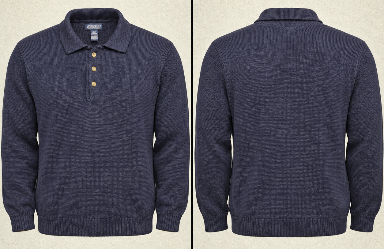 Vintage Lands End Drifter Sweater Mens XL Navy Blue Cotton Knit Made In USA