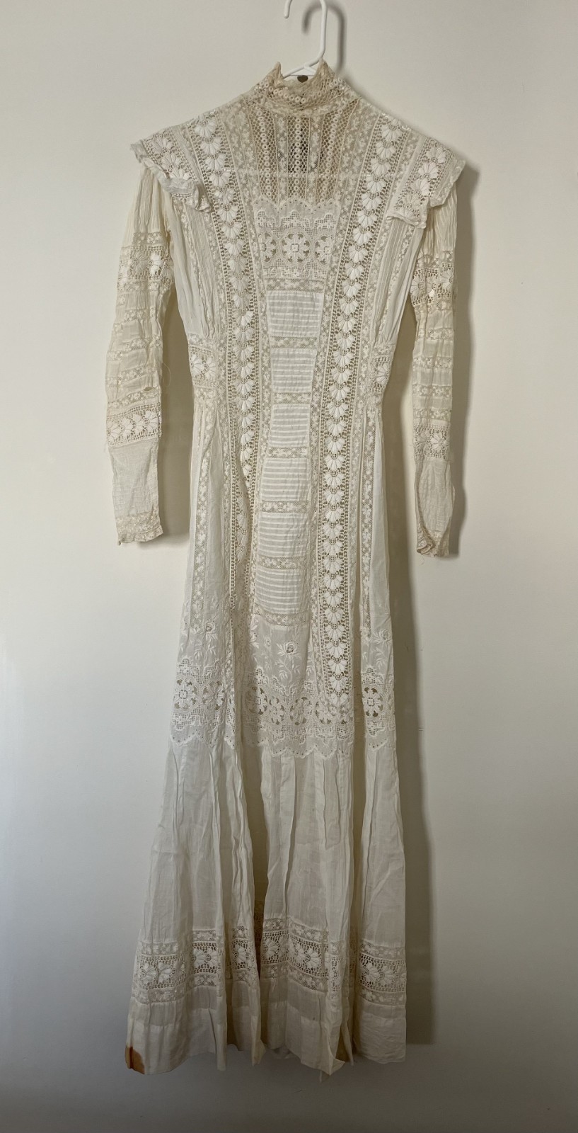 Antique Victorian Edwardian dress set  - Vintage - White Lace Cotton