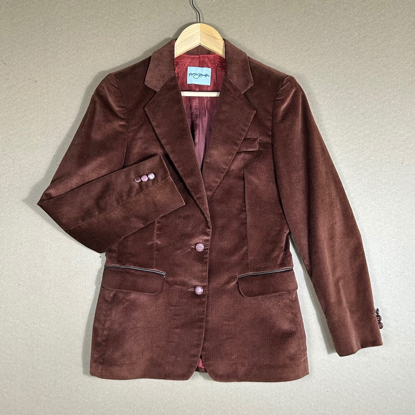 Vintage Nanci Jennifer Brown Velvet Blazer Jacket Women\'s Size 10 Retro Glam