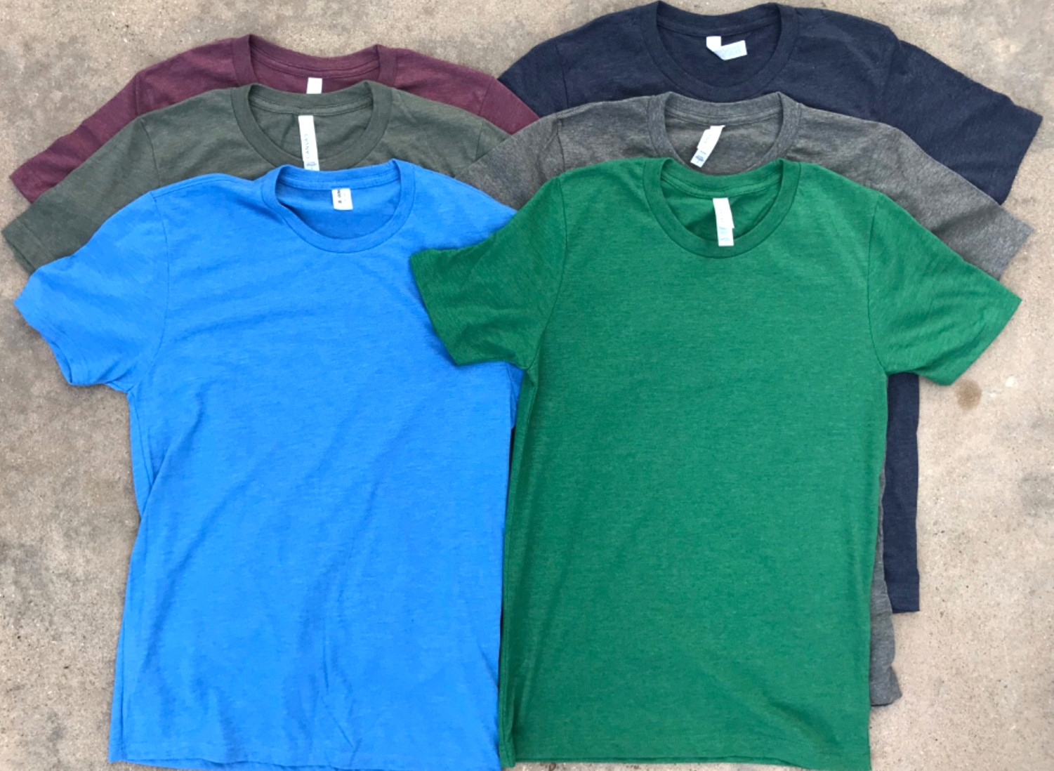 6 Pack 2XL shirt\'s 5 Bella Canvas CVC3001 & 1 Blue AllMade, Assortment of Colors