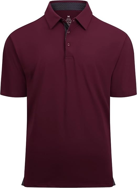 Men\'s Golf Polo Shirt Moisture Wicking Quick Dry Stretch Short Sleeve Solid Perf