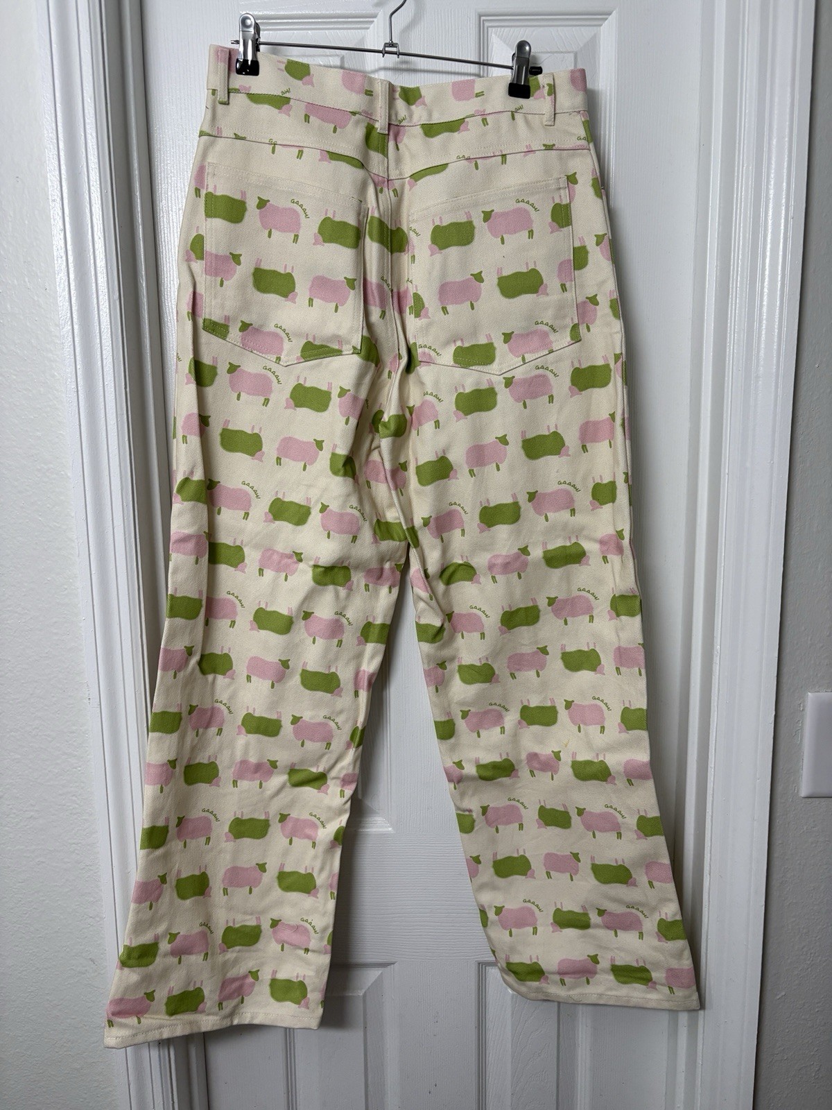 Lisa Says Gah Women\'s Pants- Counting Sheep Print Wide Leg