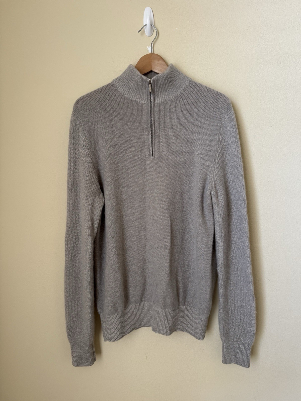 Loro Piana 100% Baby Cashmere Quarter Zip Sweater Knit Grey 52
