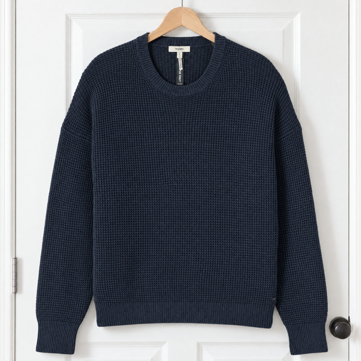 NWT Vuori Women's Cotton Waffle Sweater, Ink, New