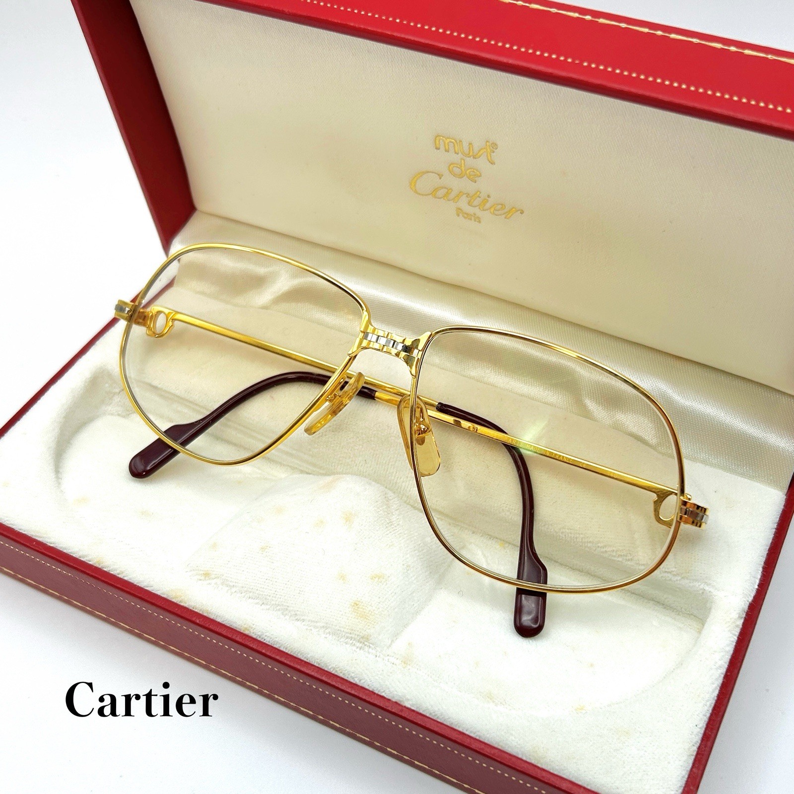 READ DESC Vintage Cartier Paris Gold Plated Aviator Eyeglasses Frame France