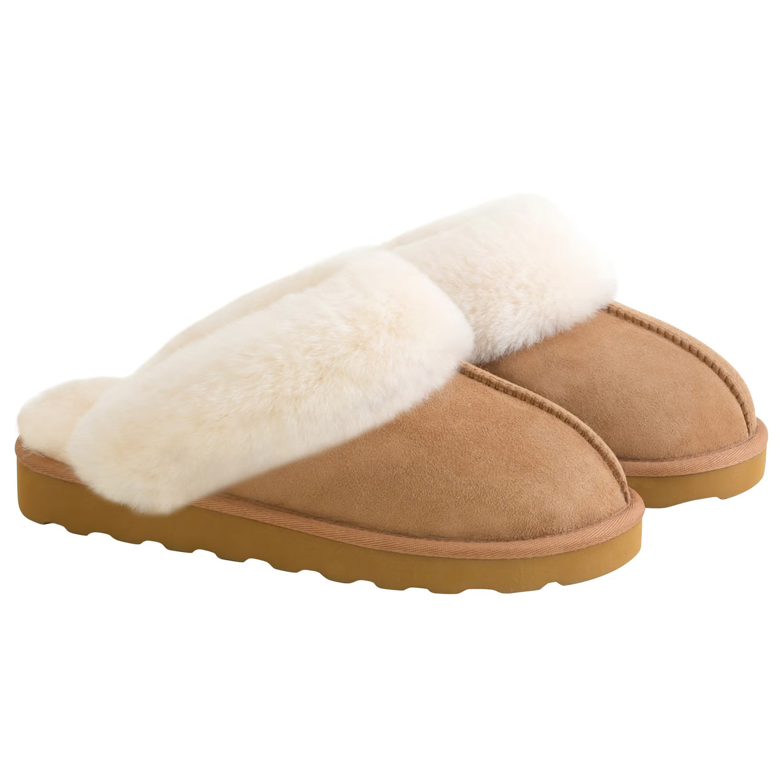 Kirkland Signature Women\'s Shearling Slipper Tan Genuine Shearling EVA Outsole
