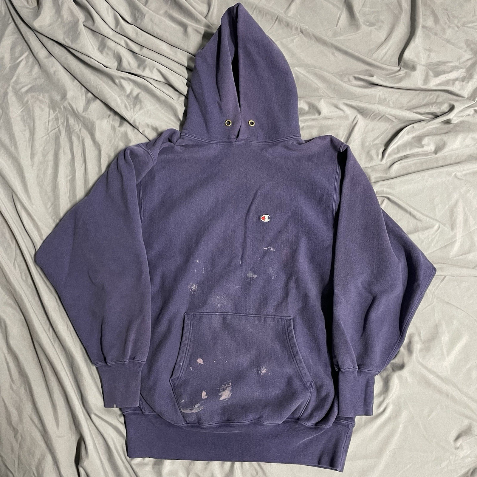 Vintage 90s Purple Champion Reverse Weave Hoodie Sweatshirt Size XXL Painted USA