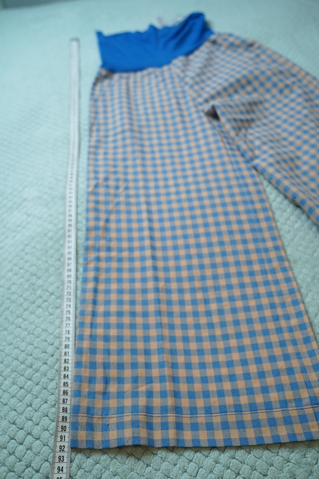 NWT Imoga Girls Blue Orange Gingham Check Wide Leg Pants Size 10 Elvis Style
