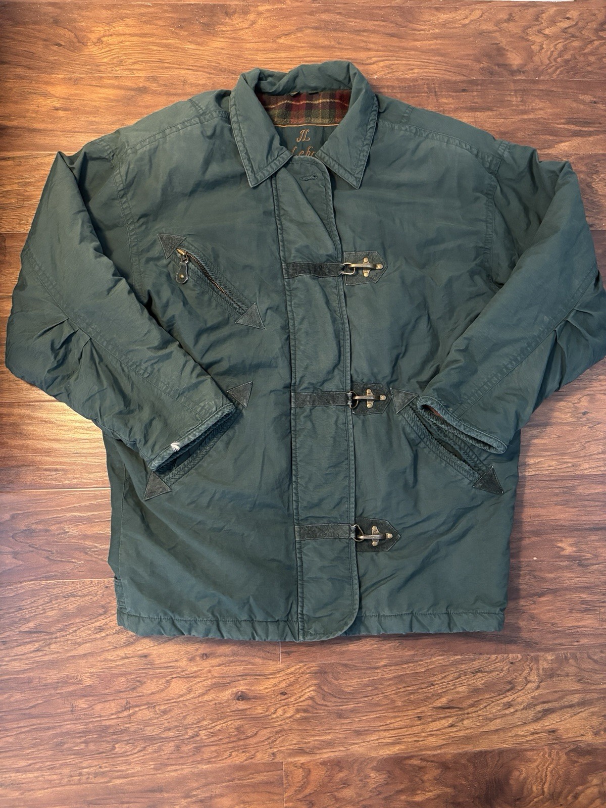 Colebrook Coat Womens Small Green Blue Fireman Clasp Lobster Barn Jacket Vintage