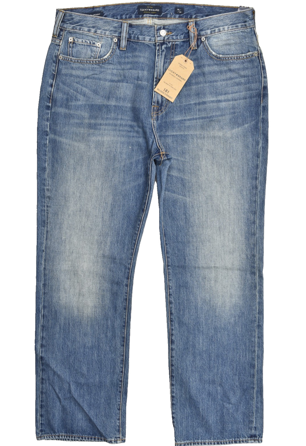 Lucky Brand Men\'s 181 Relaxed Straight Denim Jeans Blue Bluff Lake 38x34 NEW