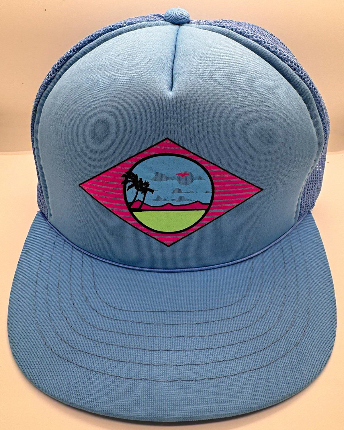 Vintage 80s SnapBack tropical Trucker Hat Polyester One Size Excellent condition