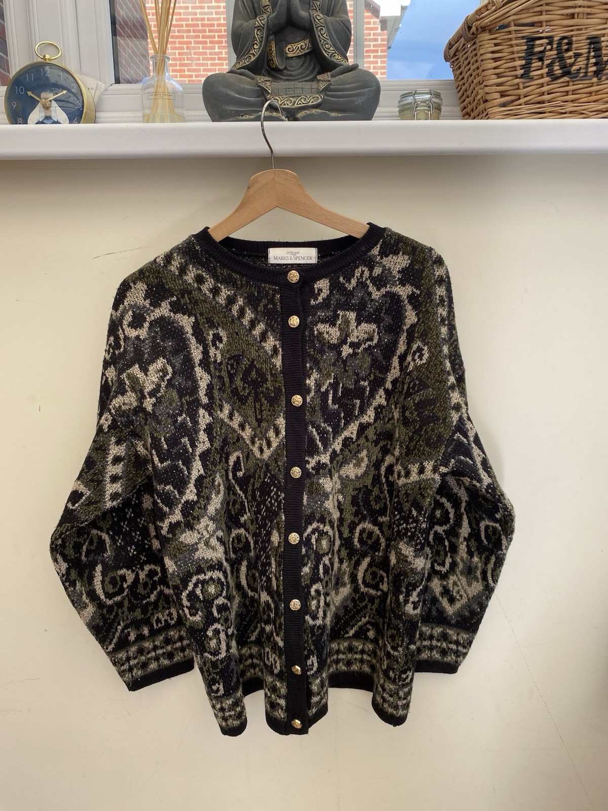 Vintage St Michael Medium Oversized Knit Gold Buttons Cardigan/ Jacket