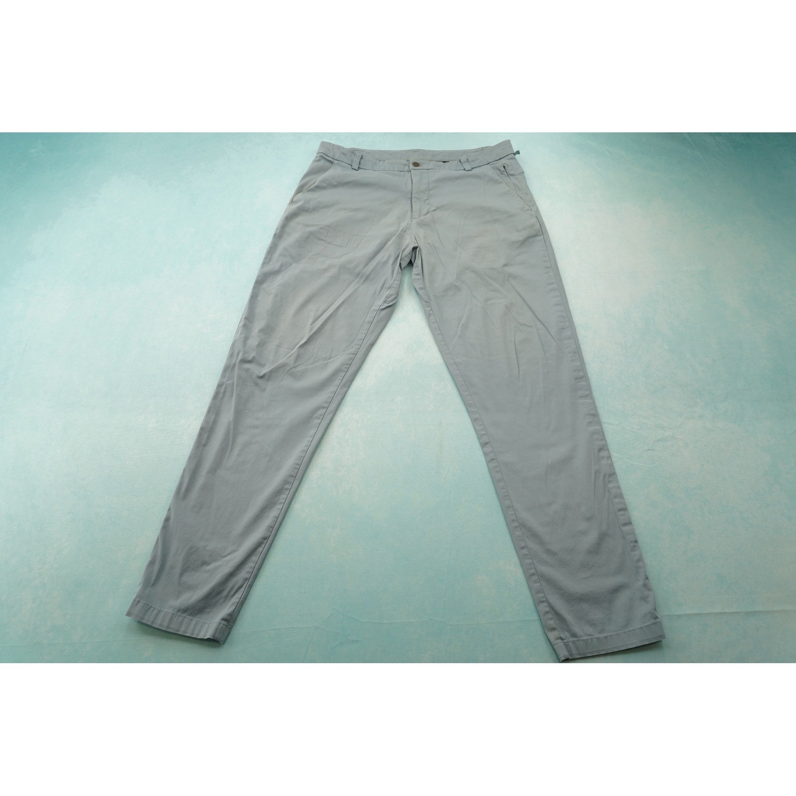 Lululemon Commission Slim Fit Pants Mens 35 Light Blue Gray Warpstreme Chino