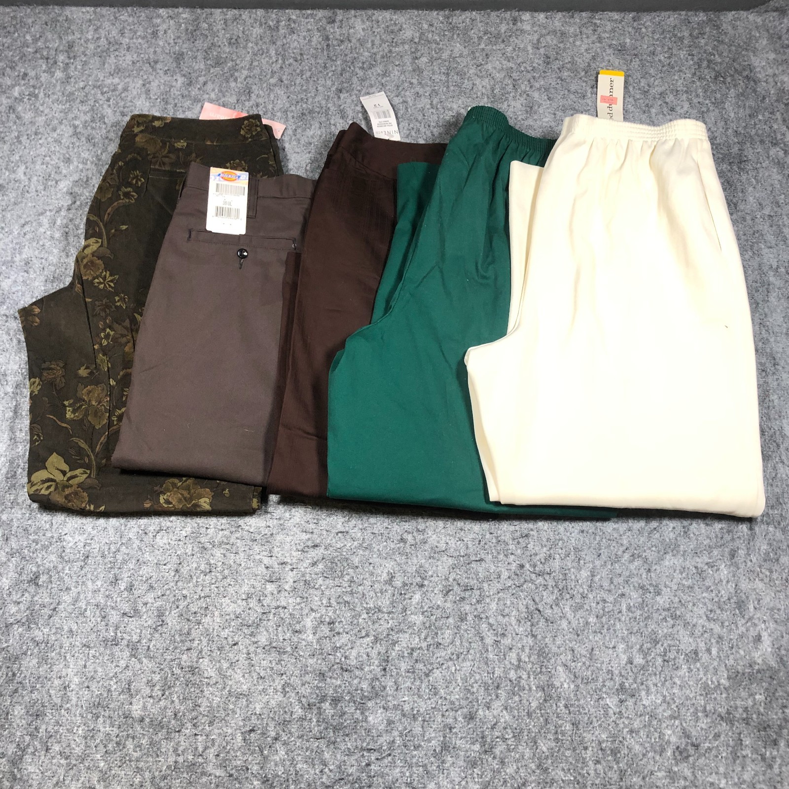 5 Pc Pants Lot Alfred Dunner Dickies Nine & Co DressBarn NWT Womens Mens