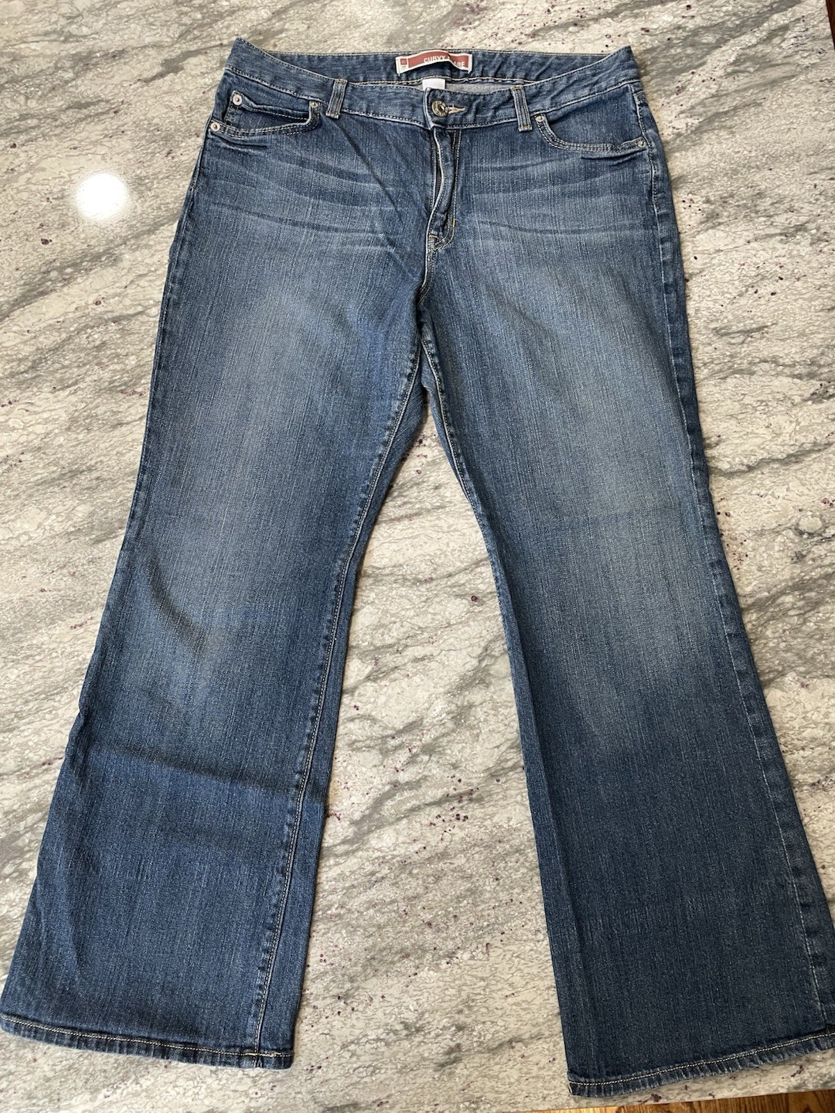 Gap Ultra Low Rise Curvy Flare Jeans 14 A Short EUC Short 14A Button Pockets