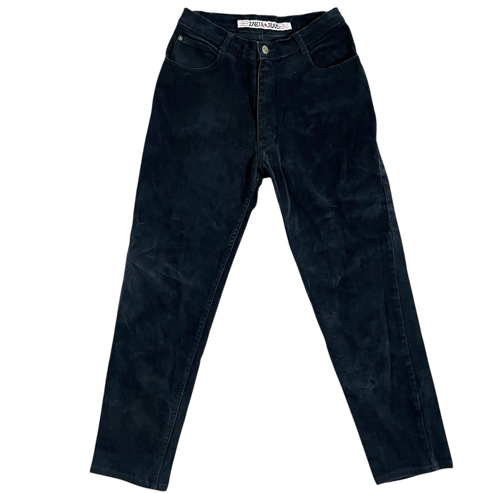 Zaeta Jeans Women Denim Pants Black Wash Faded 100% Cotton 28” Inseam Size 11