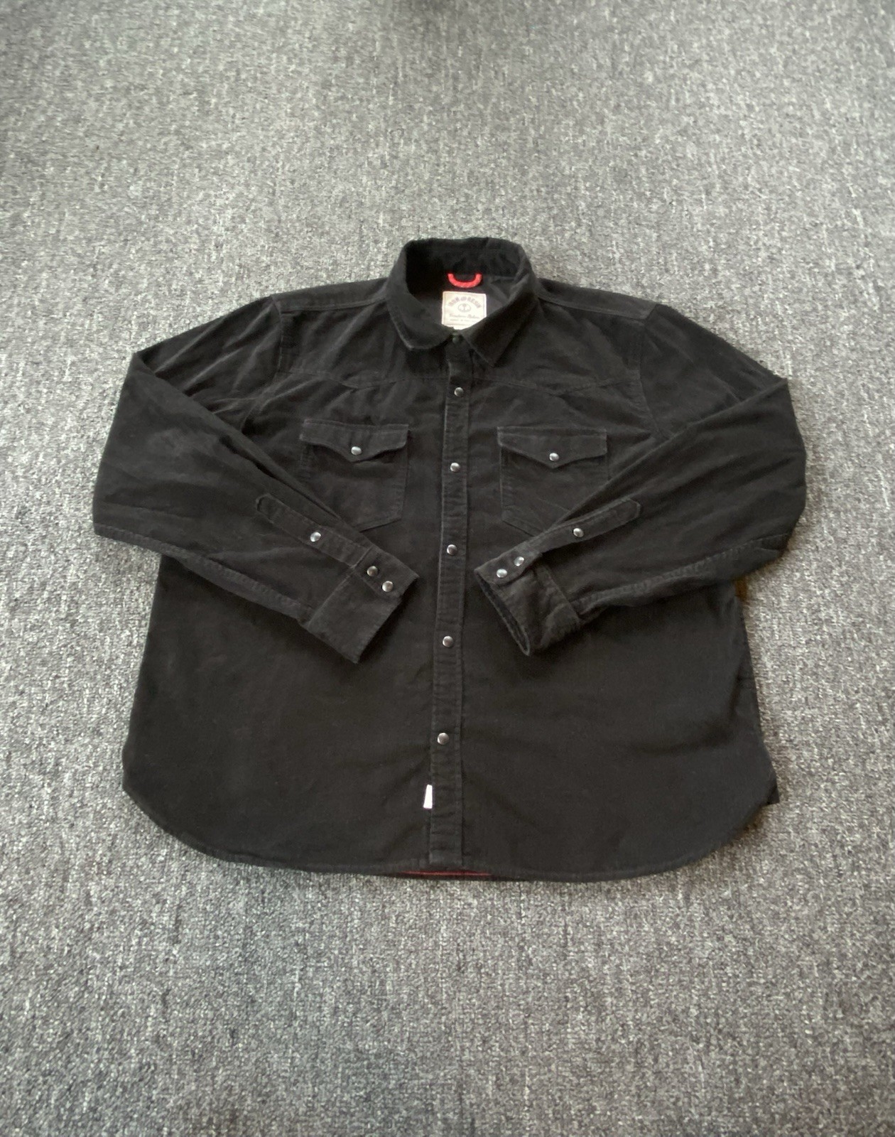 Iron And Resin Corduroy Shirt Mens XXL Black Flap Pockets Western Shacket Winter