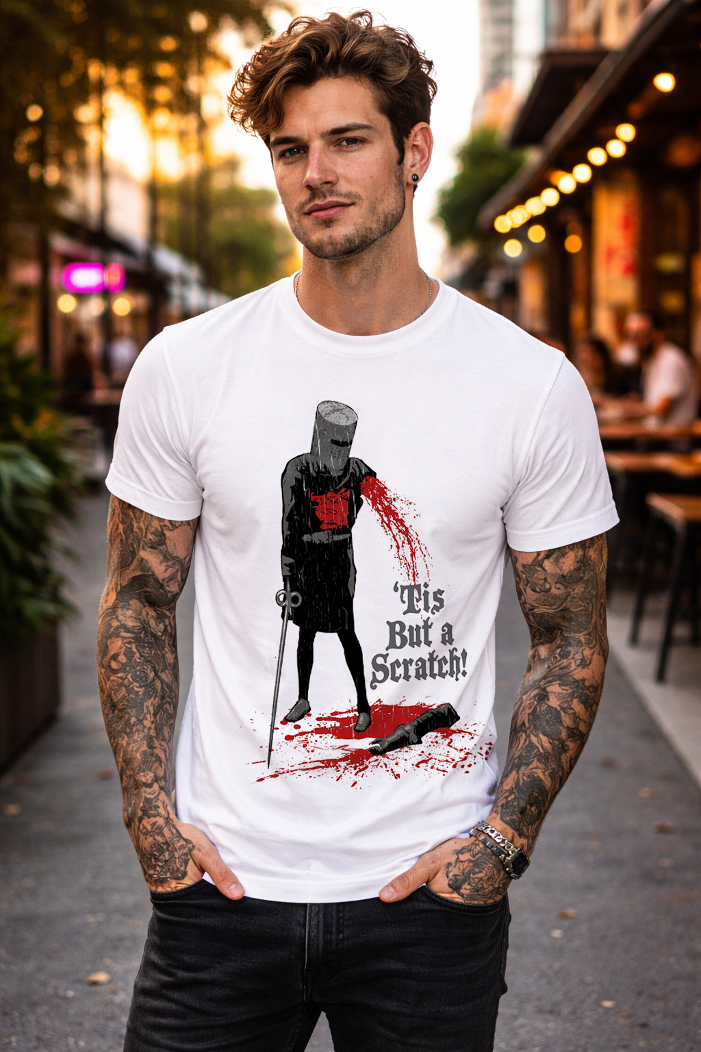 Tis But Scratch Retro Vintage Style Gothic Tis But a Fan Graphic T Shirt