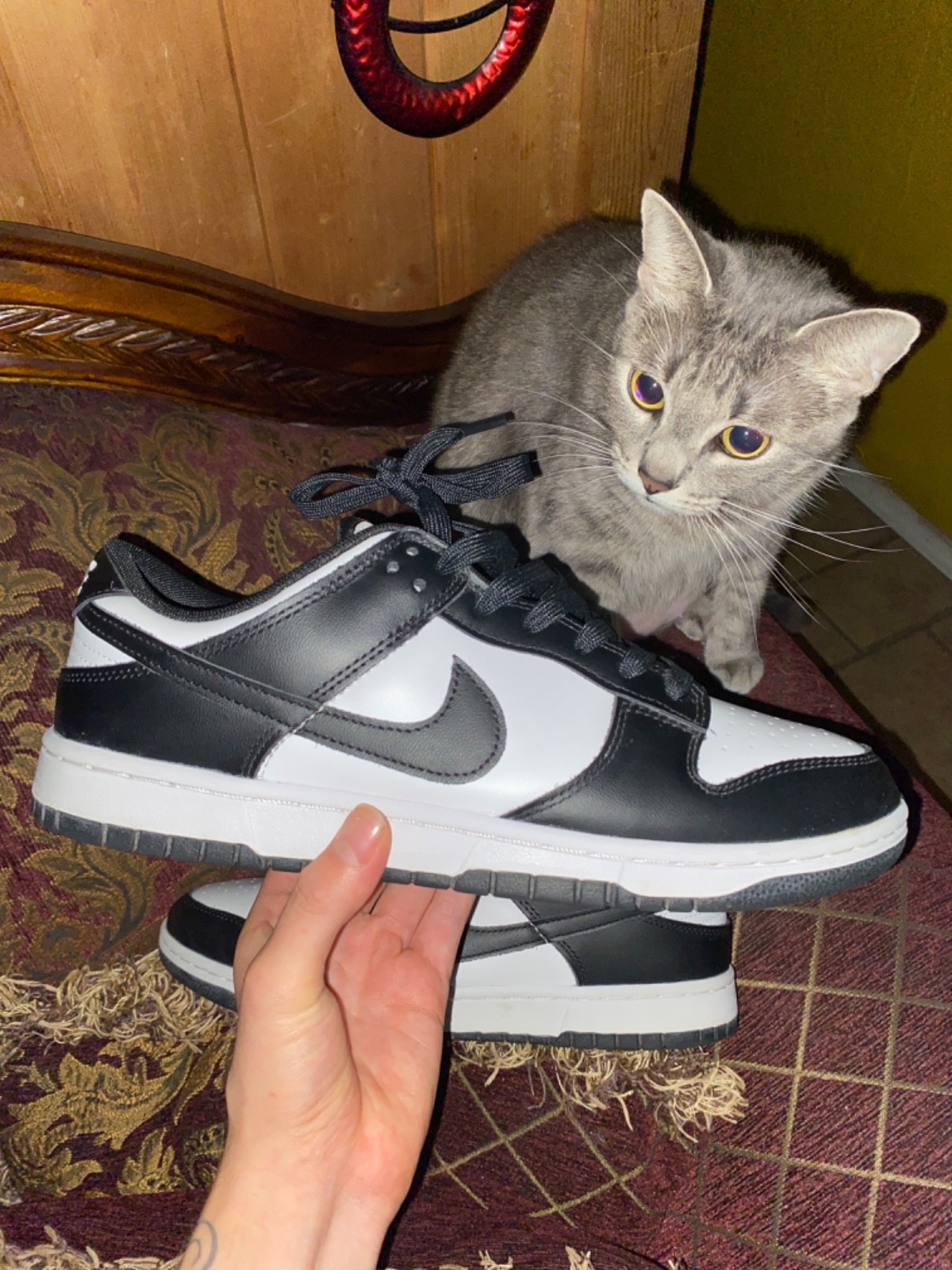 Size 10 - Used Nike Black & White Panda Dunks Low in near perfect condition
