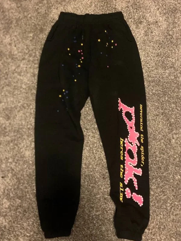 Sp5der P*nk Sweatpants \'Black Size Large  Joggers Slime Heavy Weight Sweat Pants