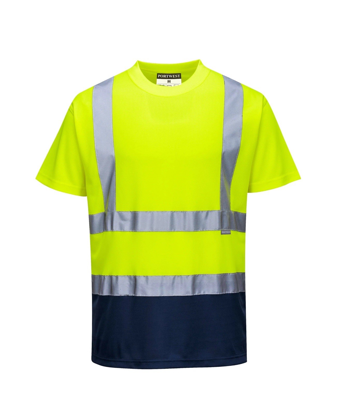 PORTWEST® Two Tone Hi Vis T-Shirt - ANSI Class 2 - S378 - XL - NEON YELLOW/NAVY