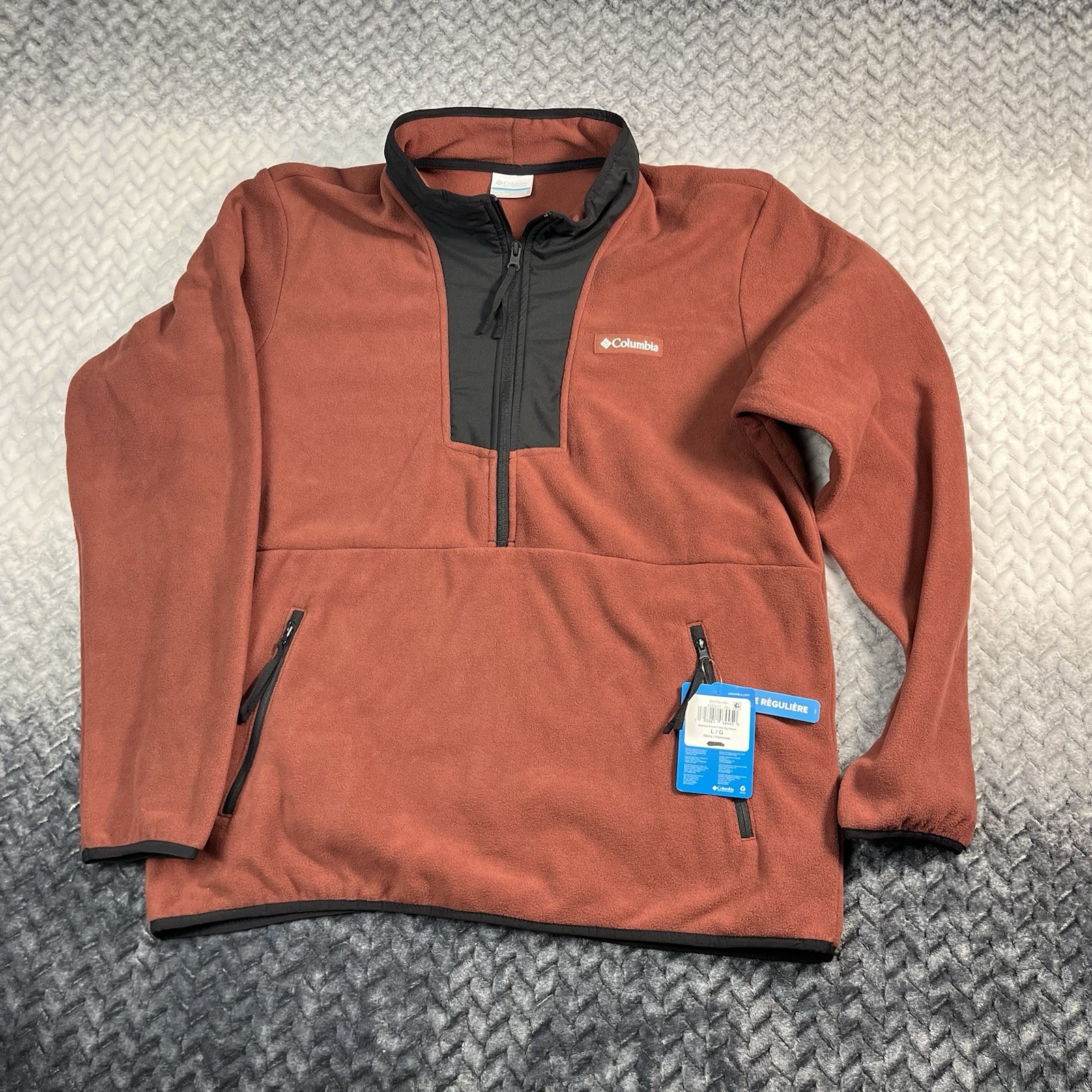 Columbia Men\'s Sequoia Grove Full Zip Fleece Jacket NWT Size LARGE Rust Red