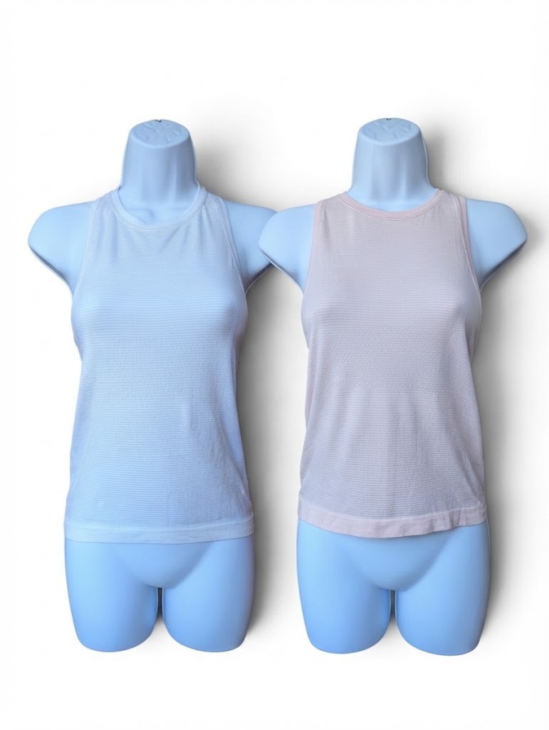 Lot of 2 Lululemon Swiftly Tech Racerback Tank Tops Womens Size 2 Pink White