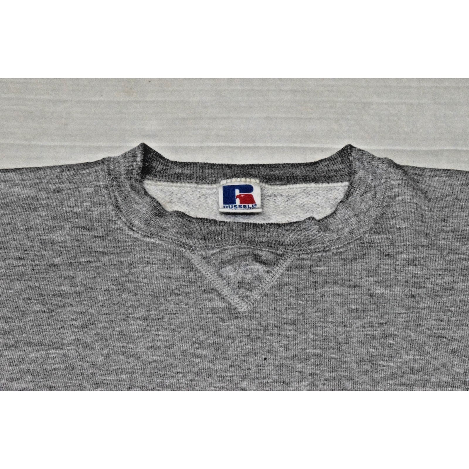 Vintage 80s Russell Althletic Gray V Patch Sweatshirt Mens L Grunge Made USA