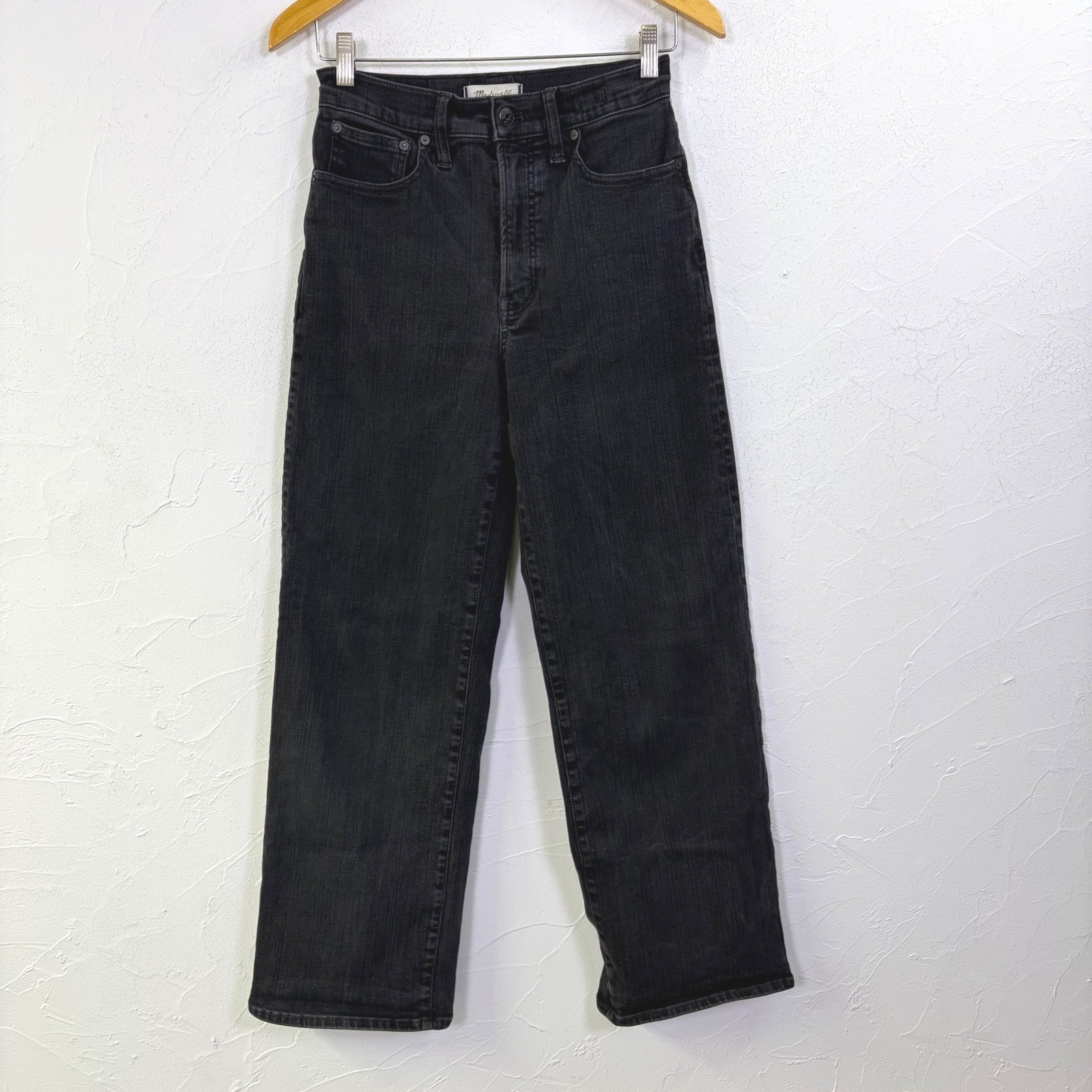 Madewell Women Perfect Vintage High Rise Wide-Leg Jean 27 Black Denim Retro Boho