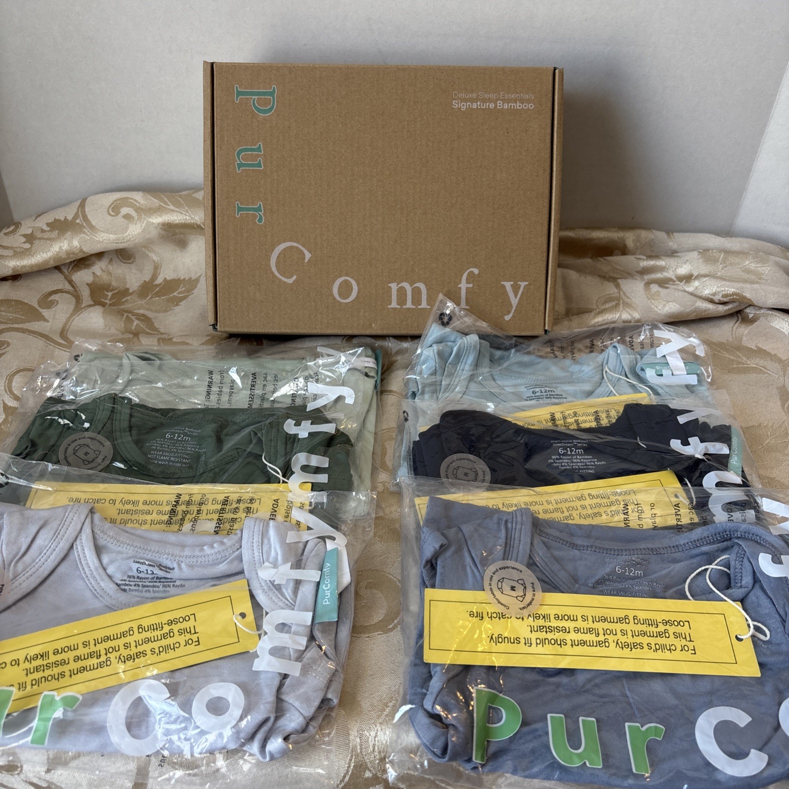 PurComfy 6-12m Super Soft Short Sleeve Bamboo One Pc Bodysuit 6 Color NEW IN BOX