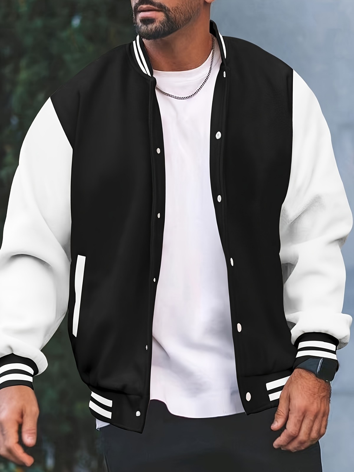 New Men's Premium Classic Snap Button Vintage Baseball Letterman Varsity Jacket