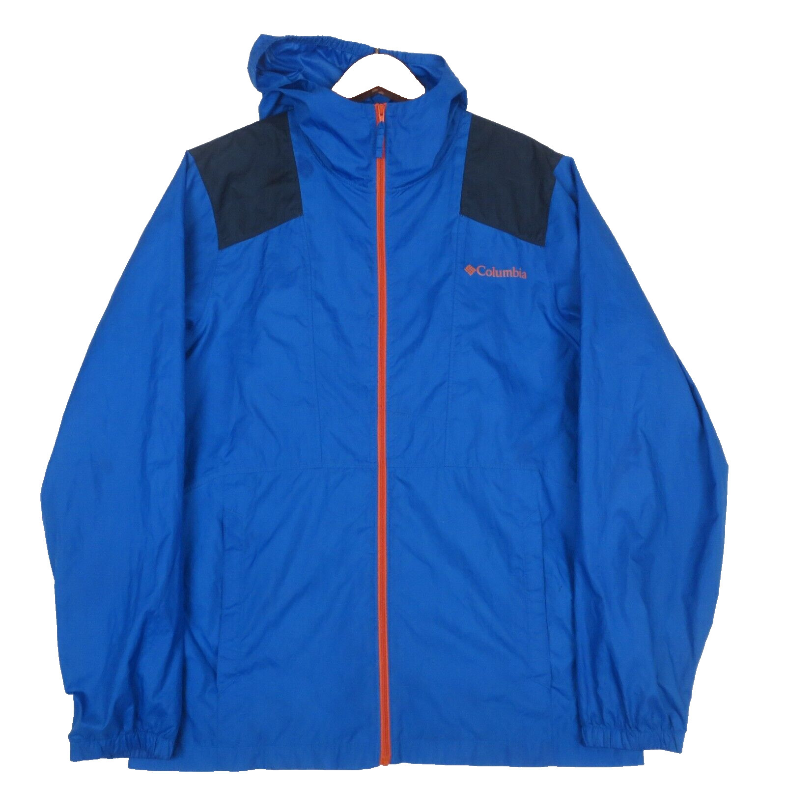 Columbia Flashback Windbreaker Jacket Mens S Blue Navy Orange Omni-Shade UPF 40