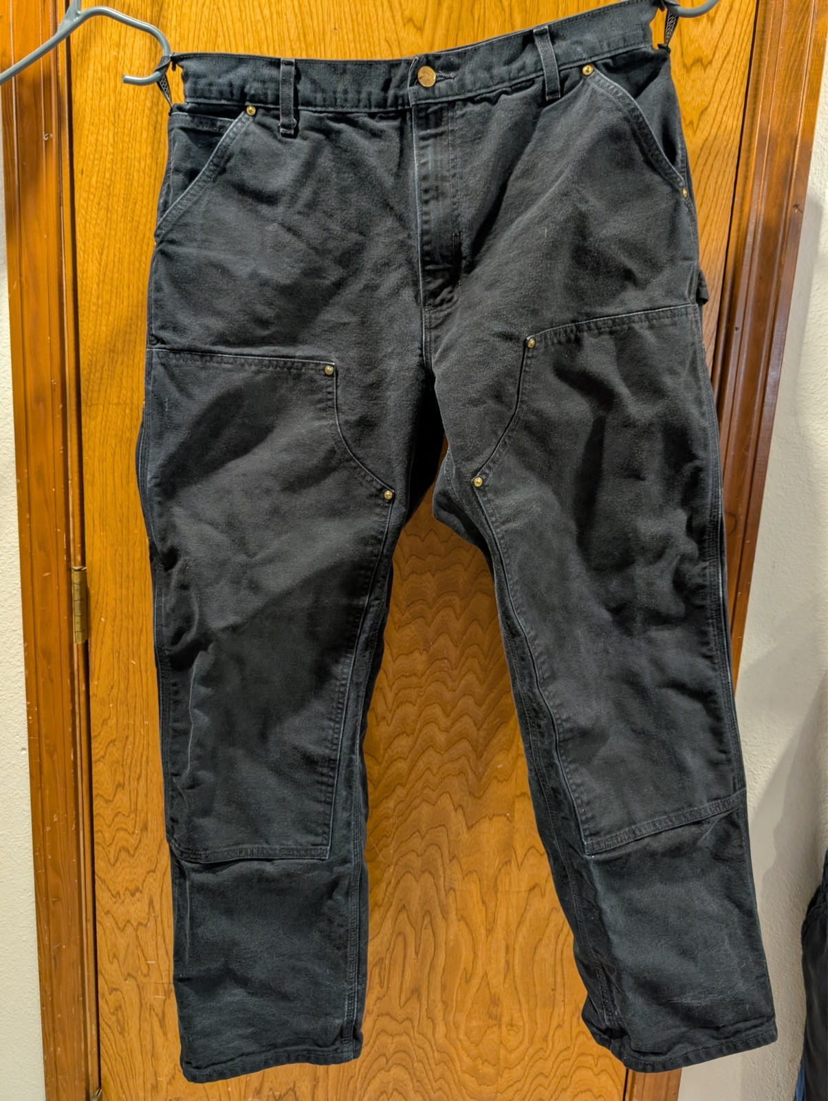 Carhartt Men\'s Double Knee Carpenter Black Duck Canvas Pants Size 36x32