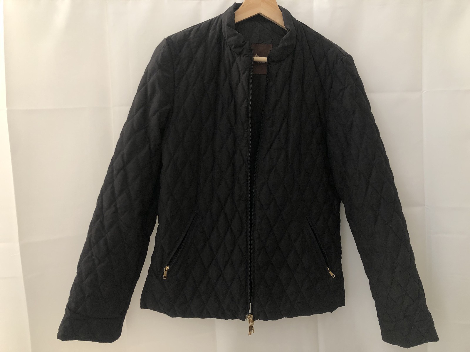 Moncler Women\'s Black Diamond Quilted Lightweight Jacket Large (8-10) Size 3 EUC