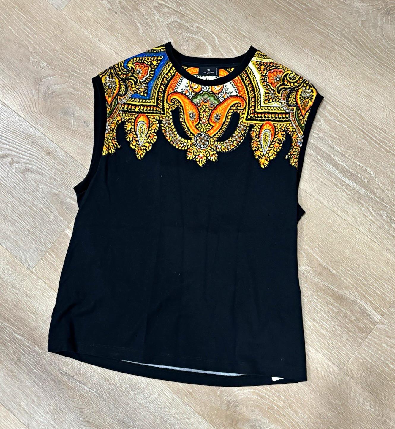ETRO Embellished Paisley- Print Tank Top, Made in Italy, IT 40