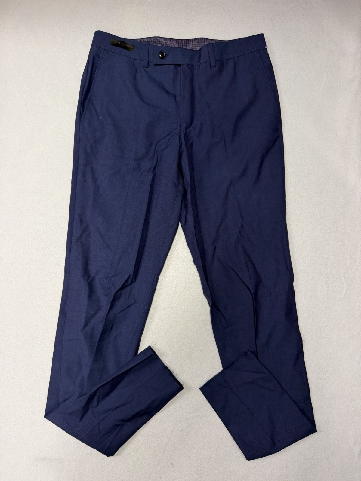 Ted Baker Mens Jefferson 100% Wool Dress Pants Size 32 Blue Unhemmed NWOT