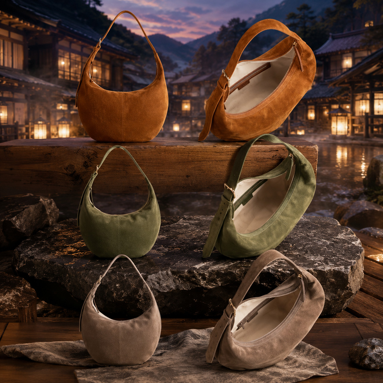 NEW  Quince Italian Suede Crescent Shoulder Bag ALL COLORS