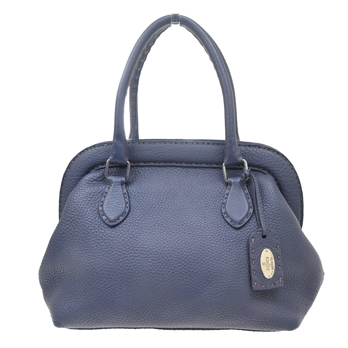 FENDI Logo Selleria Doctor\'s Shoulder Hand Bag Leather Purple SHW 62MA723
