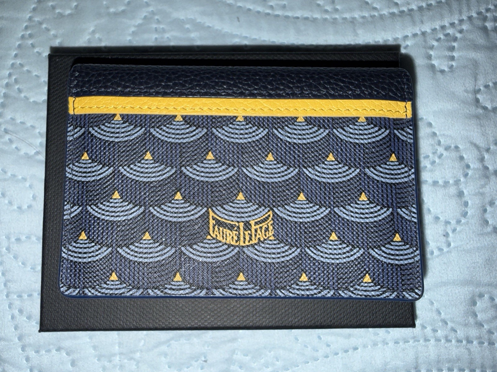 Faure le Page Men’s Business Card Holder Wallet Blue Leather