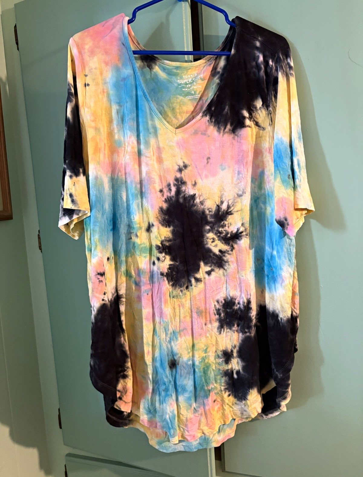Torrid Tie-Dye Super Soft Knit V-Neck Short Sleeve Tunic T-Shirt 4X