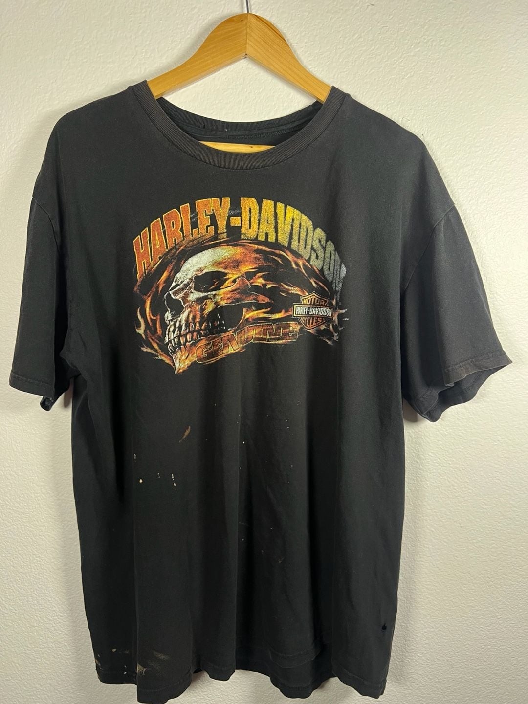 2000s Harley-Davidson Skull Flame Graphic T-Shirt